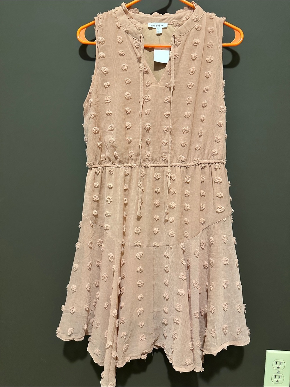 Blu Pepper Blush Swiss Dot Sleeveless Tiered Mini Dress NWT • SMALL